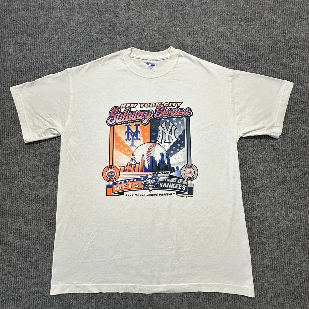 Vintage New York Mets Yankees Shirt Mens XL MLB Baseball‎ Subway Series 2000 90s